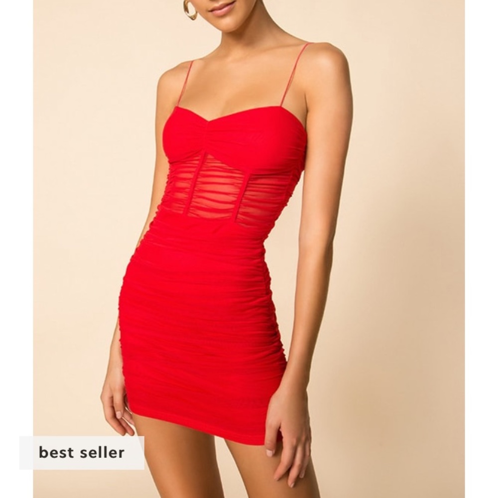 Superdown runched red dress